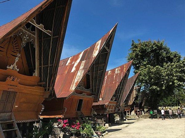 Bangunan rumah tradisional di Huta Siallagan, Sumatera Utara.