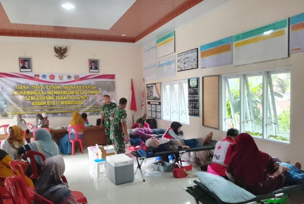 TMMD Gelar Donor Darah dan KB Gratis di Ngadisono Wonosobo